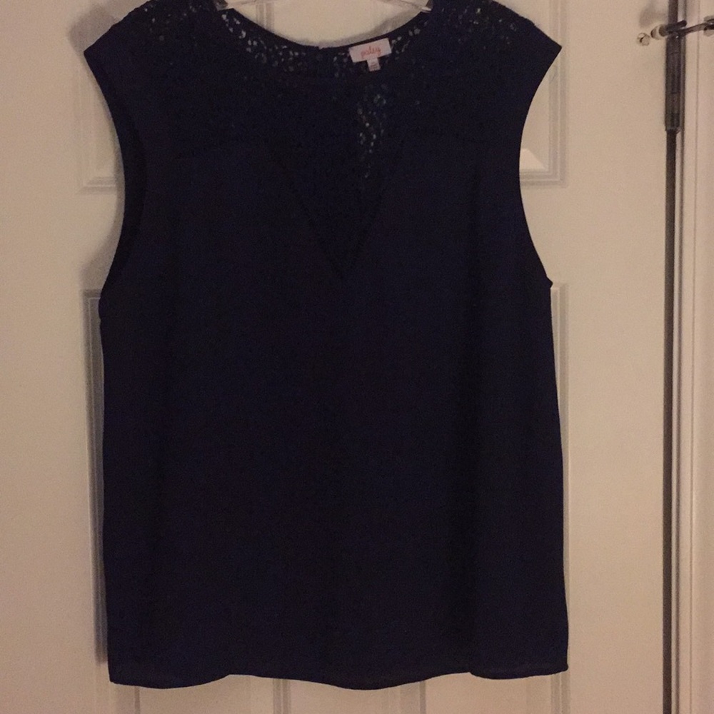 Pixley Dardie Lace Inset Blouse in Navy, NWT
